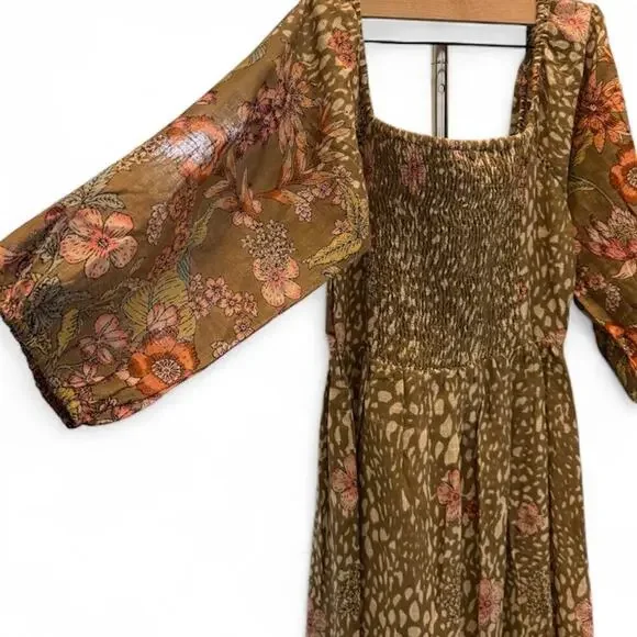 Z&L Europe Smock Dress Size Large Cottage Fall Desert Boho Floral Cotton NWT - Picture 5 of 9